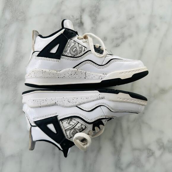 Nike Air Jordan Retro 4 SE PS DIY Kids 12 Child Mid Dunk Black White #DC4100 - Picture 3 of 7